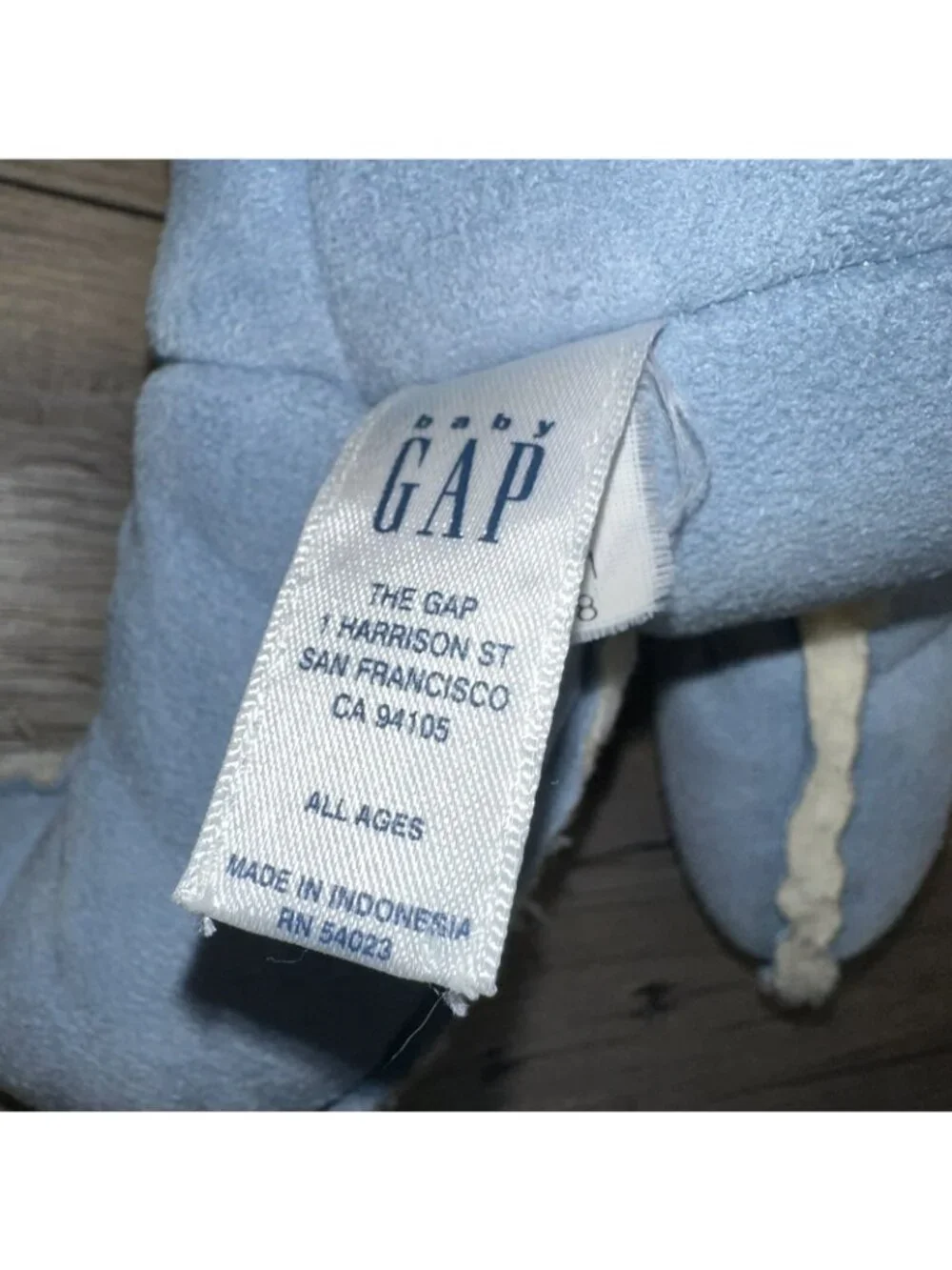 VINTAGE BABY GAP SUEDE SHERPA BRANNAN Teddy Bear BLUE Stuffed PLUSH Toy 13
